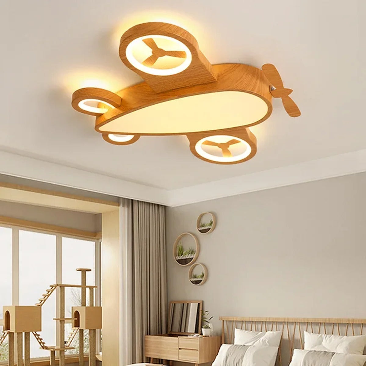 Wooden Aeroplane LED Flush Ceiling Light – Pluvion – Product Detail 5