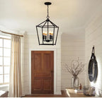 Daelston heritage lantern cage chandelier in black, hallway entryway