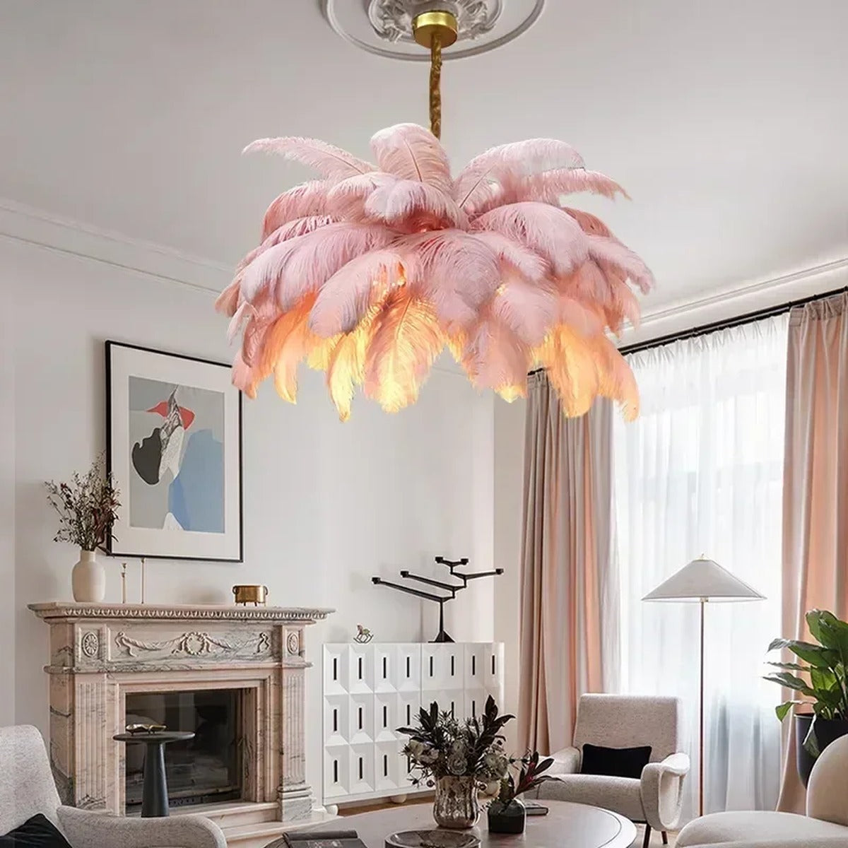 Luxe Ostrich Feather Chandelier – Plumessa – Lifestyle View 4
