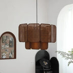 Scalloped Rattan Panel Tiered Pendant Light – Lelrix – Lifestyle View 2