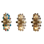 Morvena wall sconce shown in all three crystal finishes: Rainbow Gemstone, Clear Cube, Clear Sphere