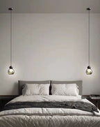 Modern Glass Bubble Pendant Light – Qaevorn – Paired Over Bed, Gourd Shape