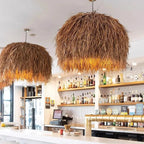 Dried Natural Grass Globe Pendant Light – Nelrion – Lifestyle View 2