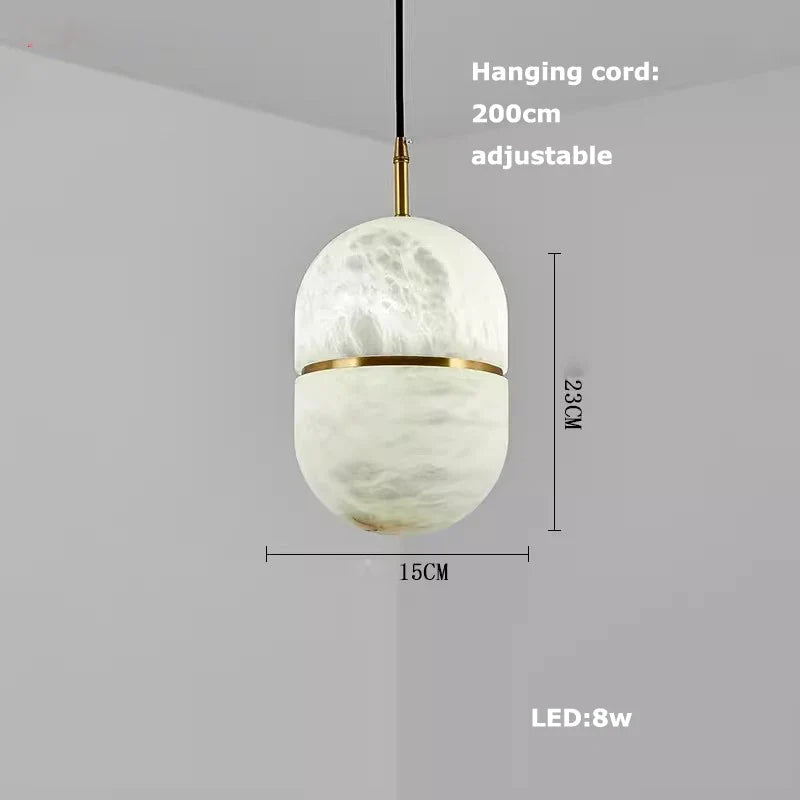 Sculptural Marble Capsule Pendant Light – Gyaelindra – 15 cm Dimensions