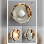 Uvrix natural jade stone wall sconce, Beige Onyx finish