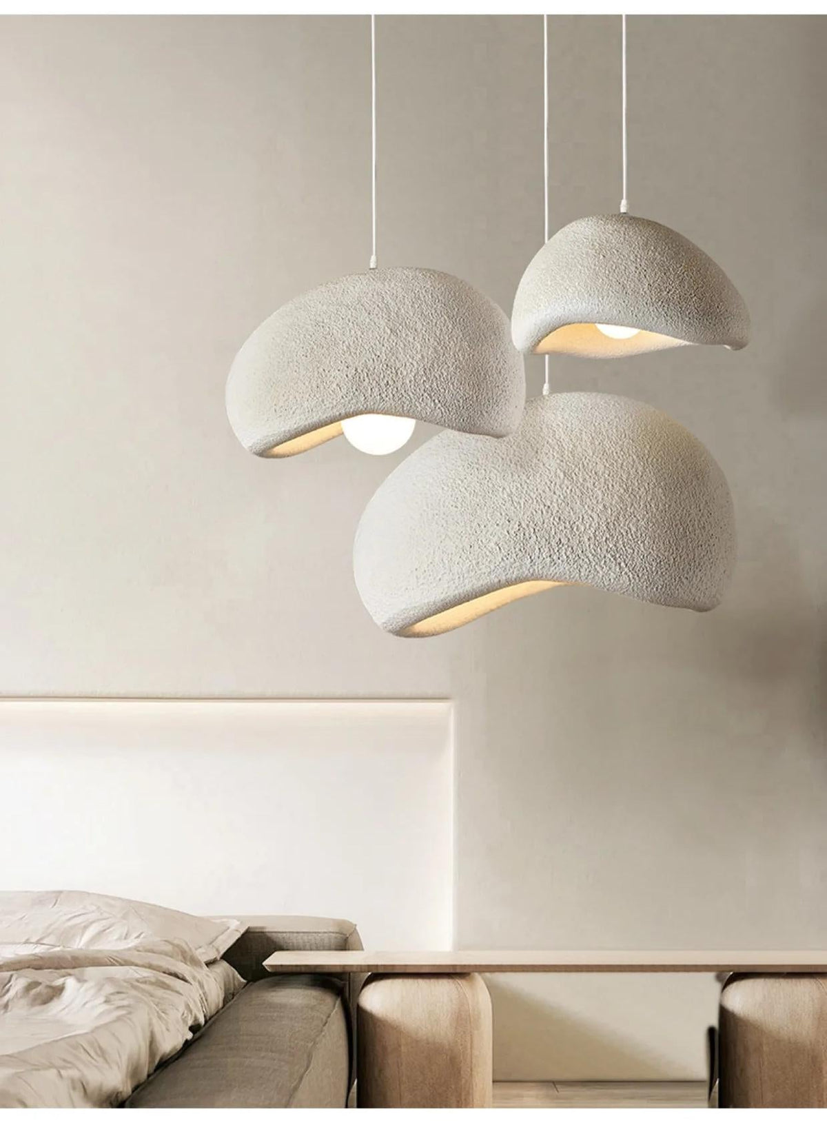 Dune Pendant Light – Ivory White & Ash Grey, Bedroom Cluster