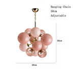 Glass Globe Sputnik Chandelier – Crystara – 60 cm Blush Pink Dimensions