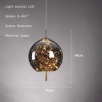 Astrelle Pendant – Smoke Grey Sphere, Ø30 x H44cm