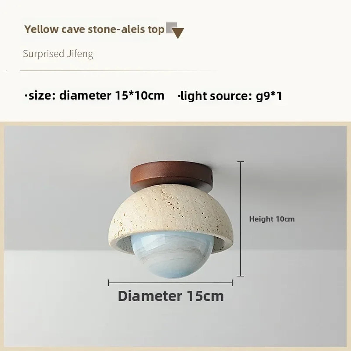 Travertine Flush Mount Ceiling Light Travonis – Mercury, Dimensions