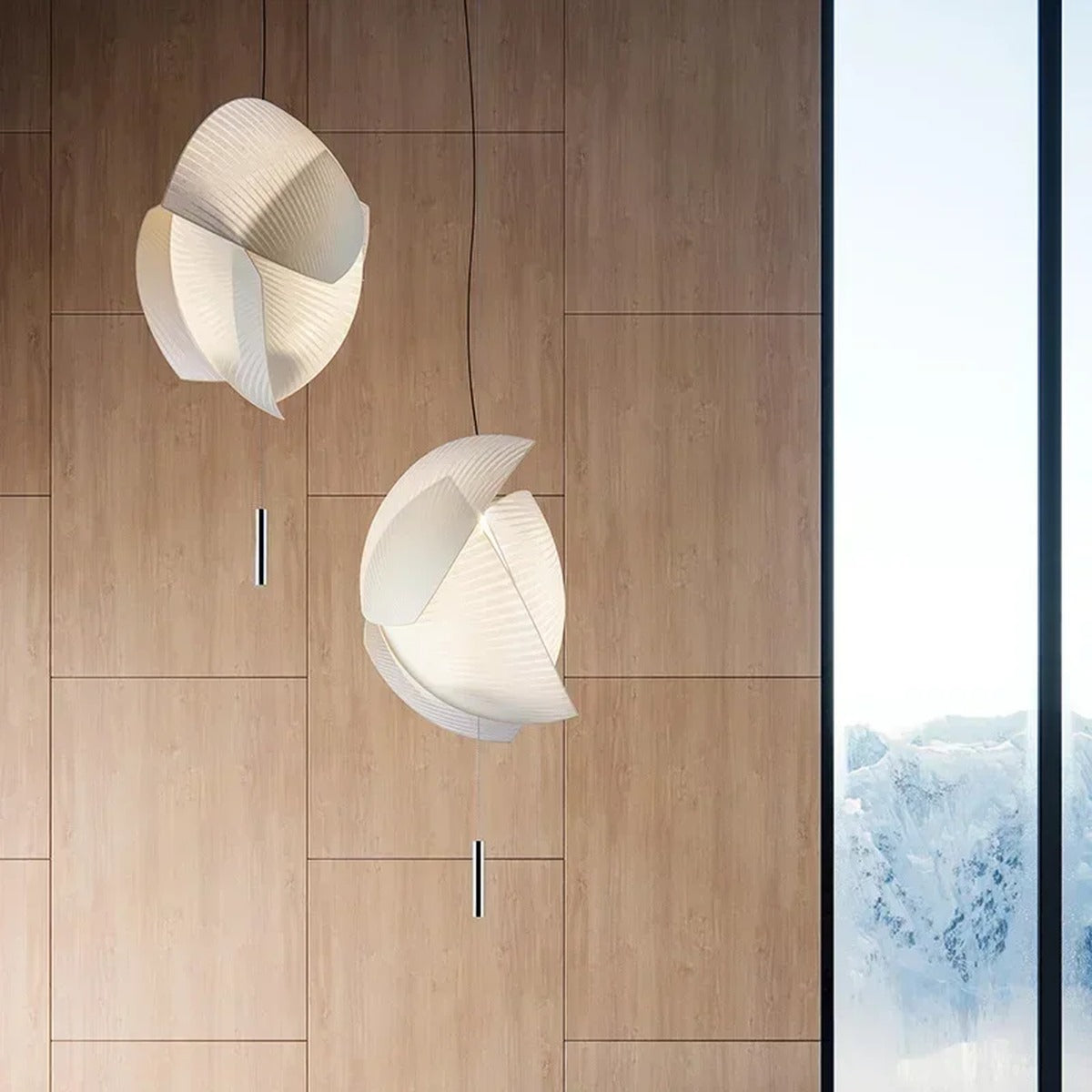Corolla sculptural fabric pendant light — lifestyle view