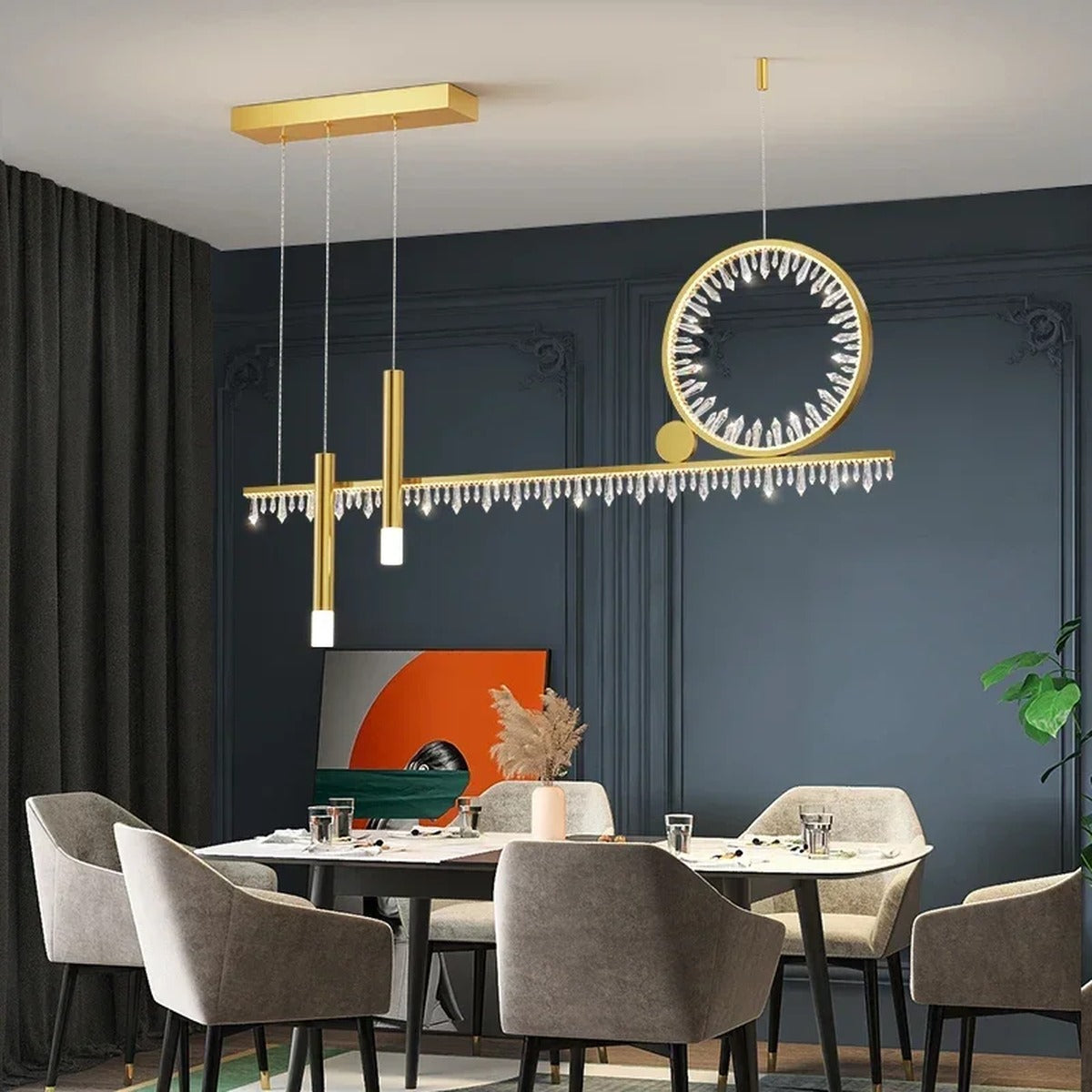Crystal Tassel Horizontal Bar Chandelier – Sevandrix – Lifestyle View 3