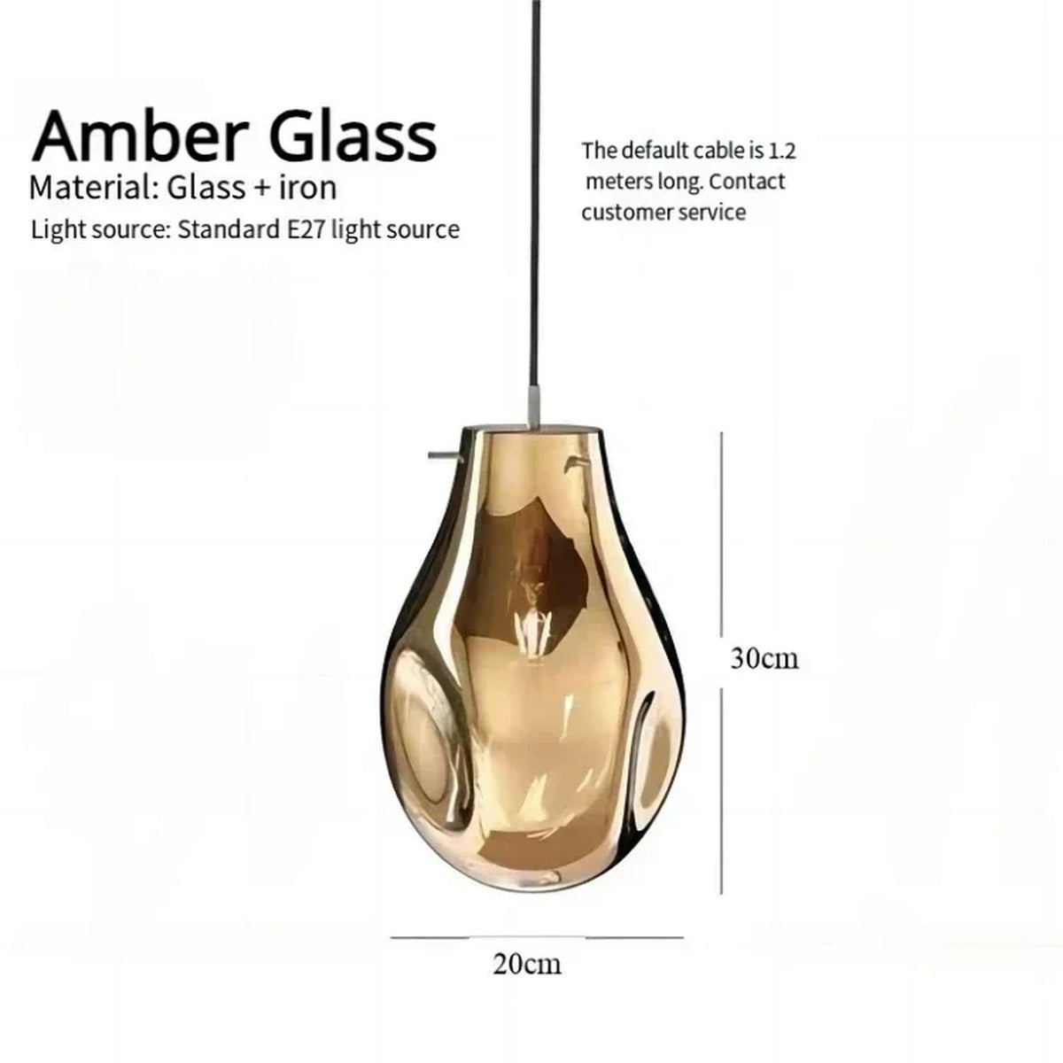 Varvenis Organic Glass Pendant Light – Amber