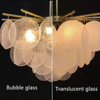 Gold Frame Frosted Glass Disc Chandelier – Harken – Lifestyle View 4