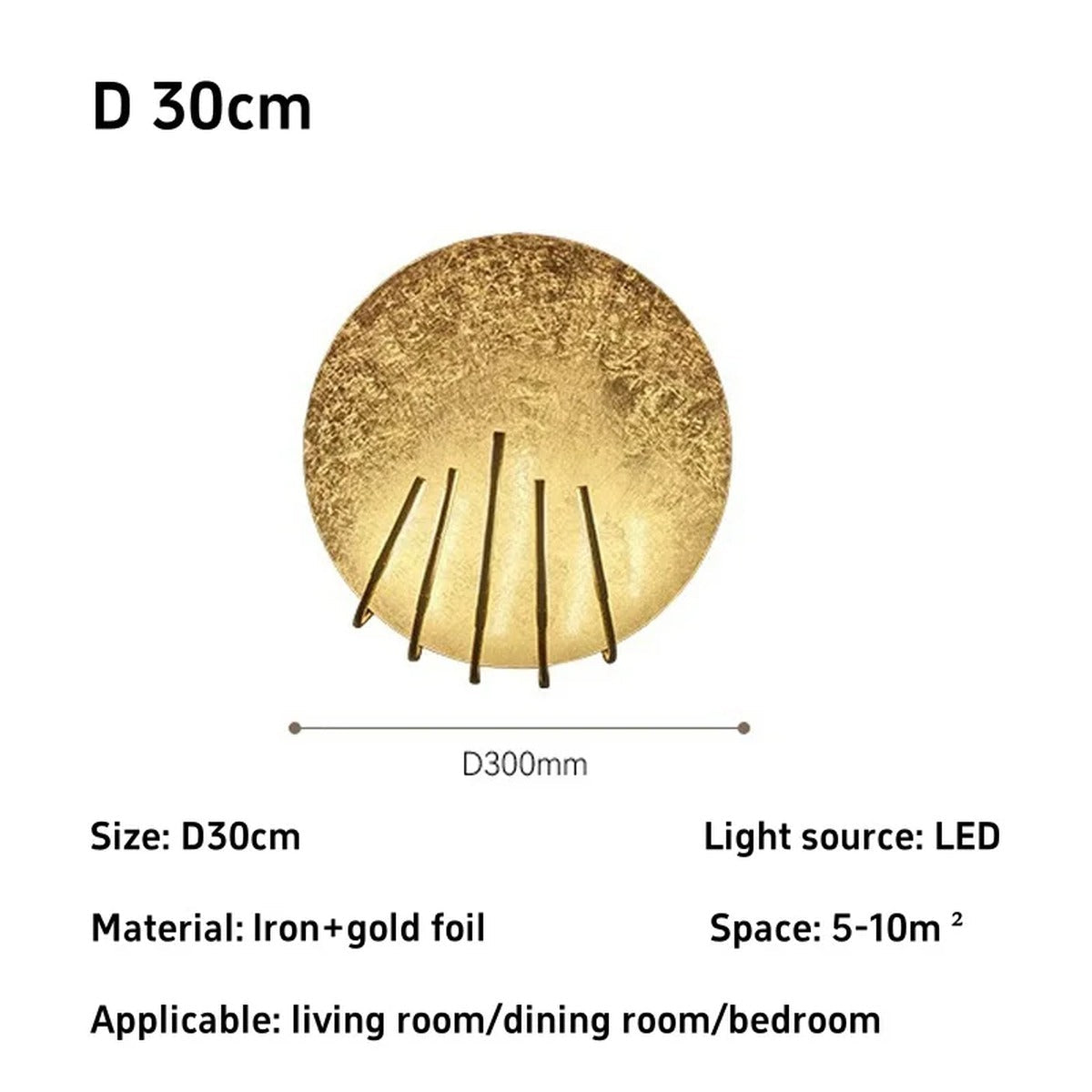 Gold Foil Disc Ambient Wall Sconce – Yarlion – Product Detail 10