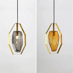 Brass Octagonal Frame Faceted Glass Pendant Light – Glacen – Hero Shot