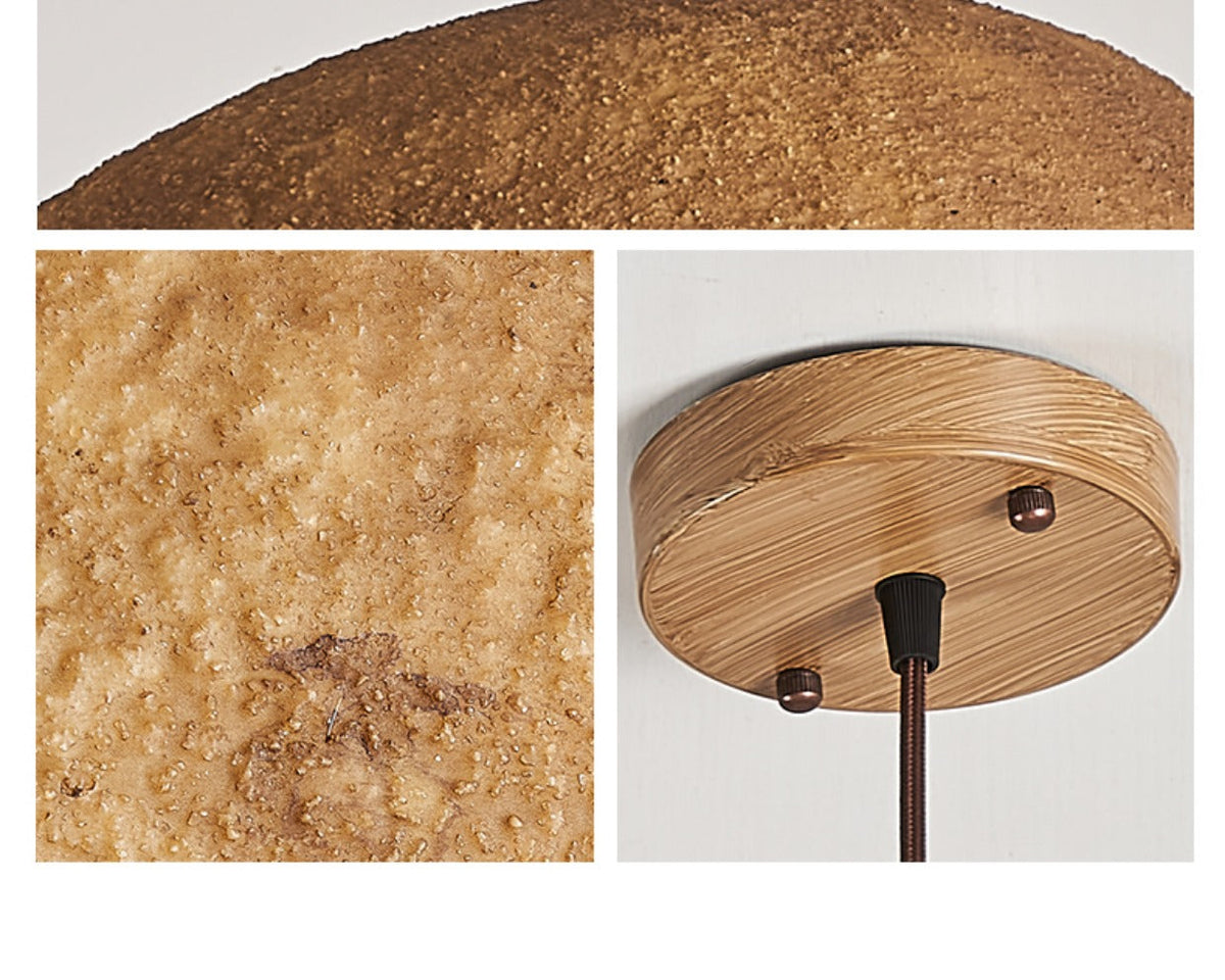 Dune Pendant Light – Textured Resin Surface & Iron Canopy Detail