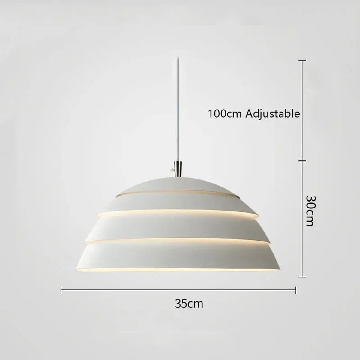 Tiered Dome LED Pendant Light Brevion — Ø35cm×H30cm dimensions spec card