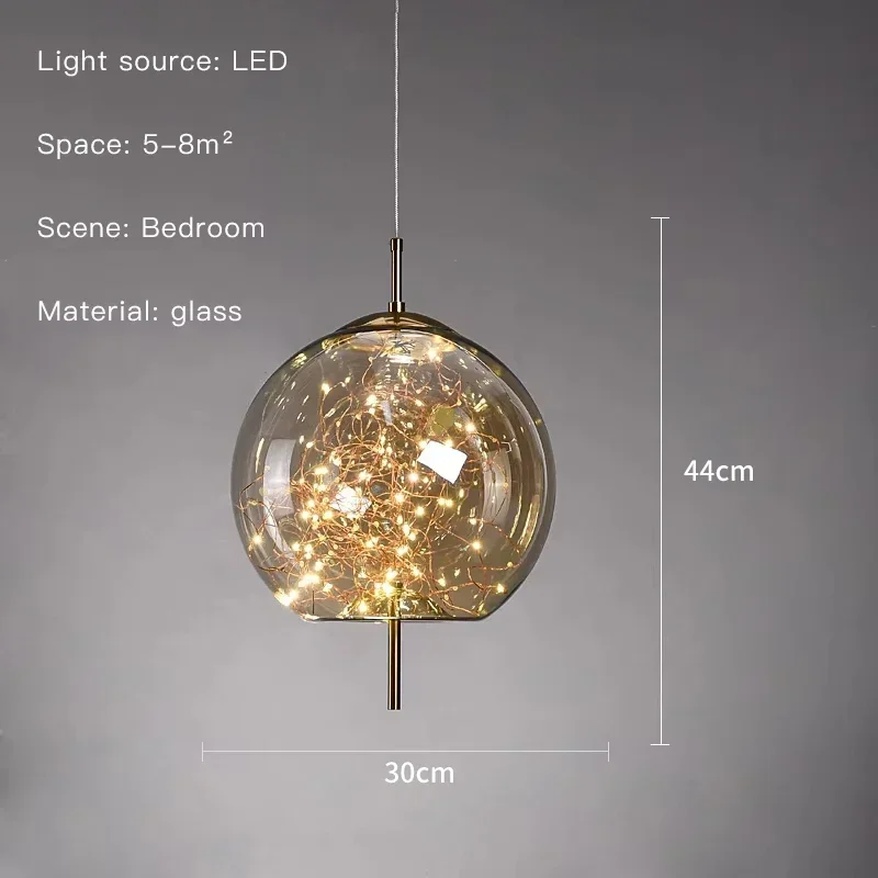 Astrelle Pendant – Amber Sphere, Ø30 x H44cm