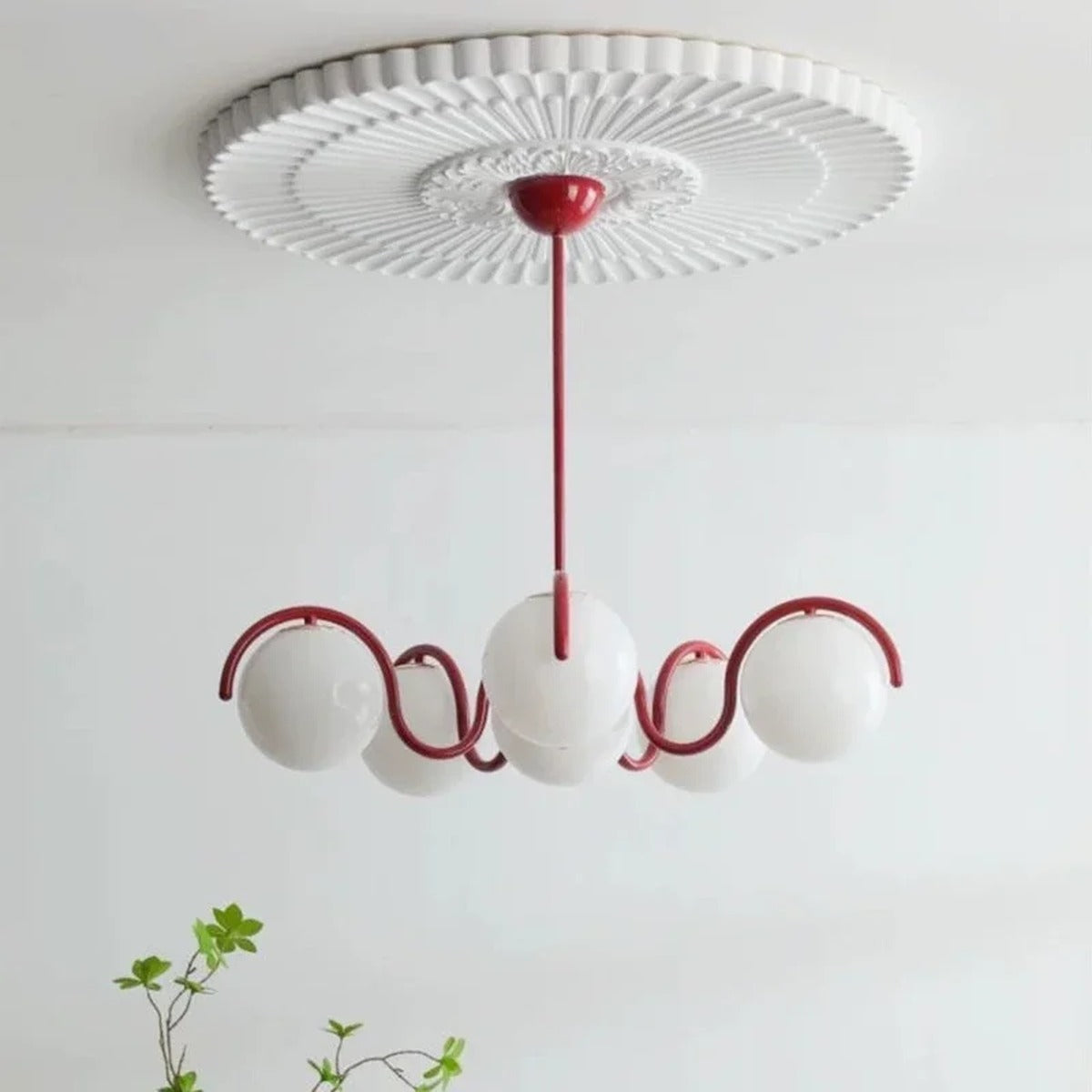 Jaelston 6-Globe Bouquet Chandelier in Red – Lifestyle View 2