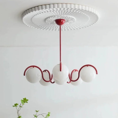 Jaelston 6-Globe Bouquet Chandelier in Red – Lifestyle View 2