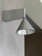 Elrovan wall sconce, silver, corner wall detail lit