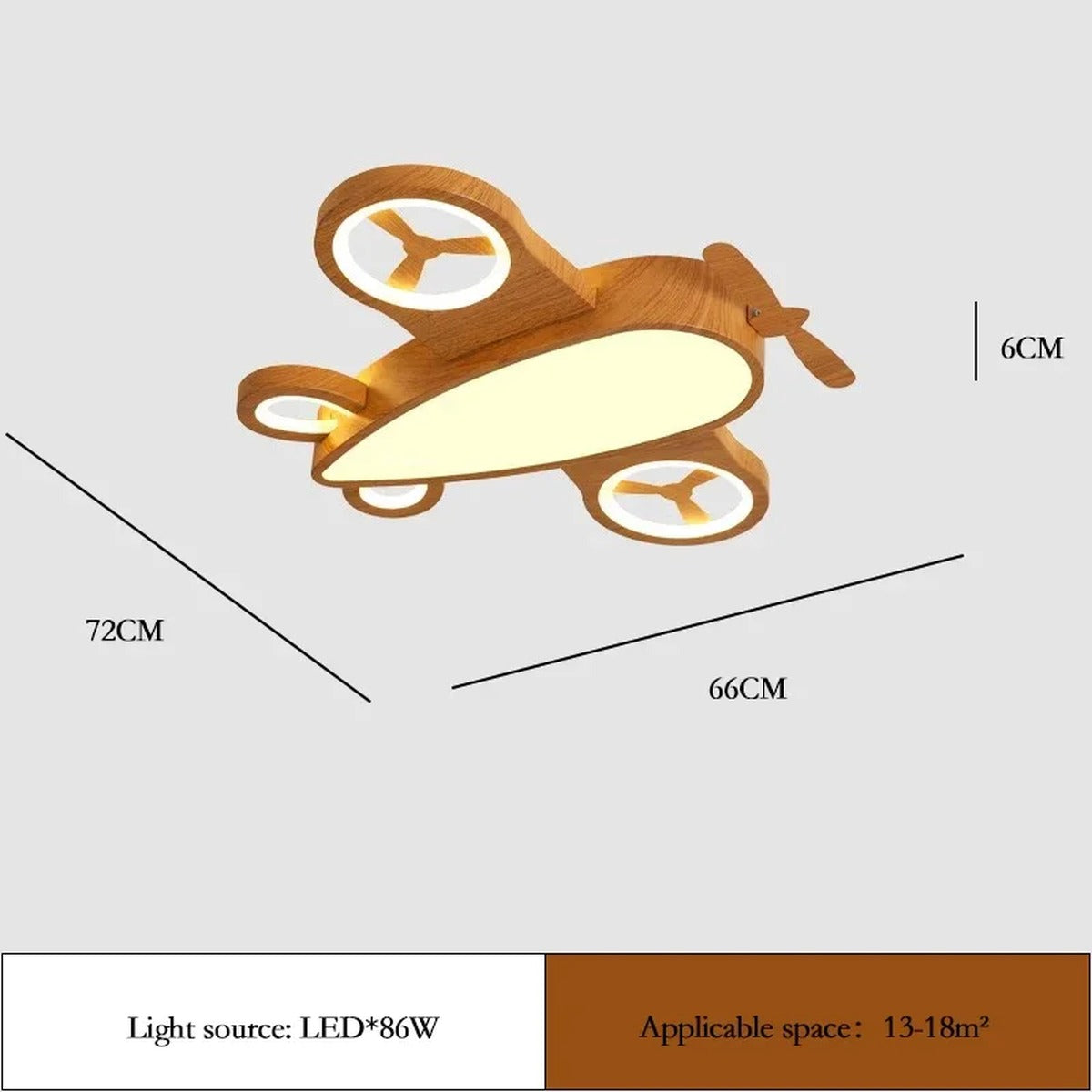 Wooden Aeroplane LED Flush Ceiling Light – Pluvion – Product Detail 9