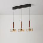 Modern Cognac Glass Three-Head Pendant Light – Fennlyra — view 3