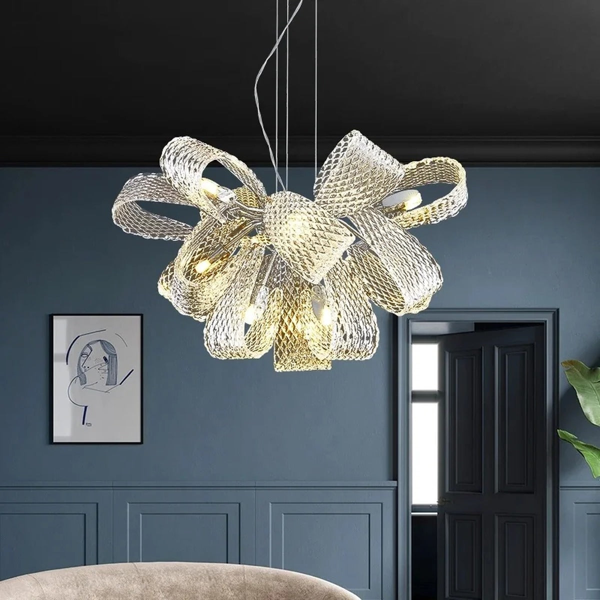 Chrome Mesh Ribbon Chandelier – Floramont – Product Detail 5