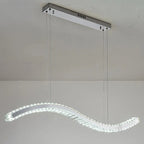 Serpentine Crystal Linear Chandelier Oevanthos — Chrome finish, cool white