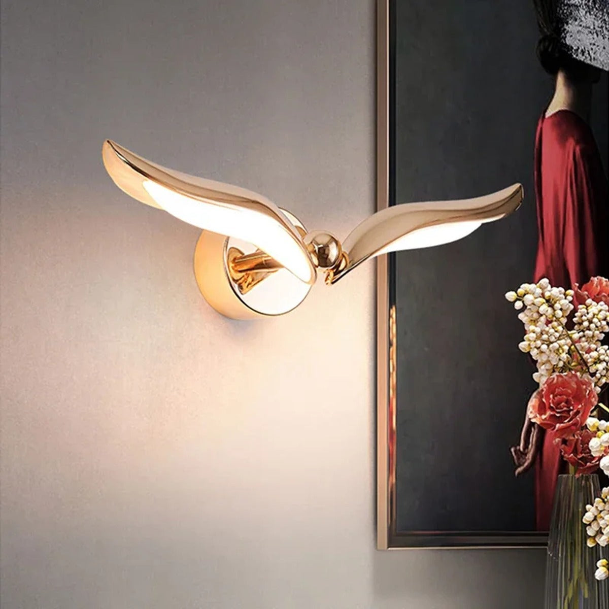 Polished Gold Wing Wall Sconce – Xarventh – Lifestyle View 3