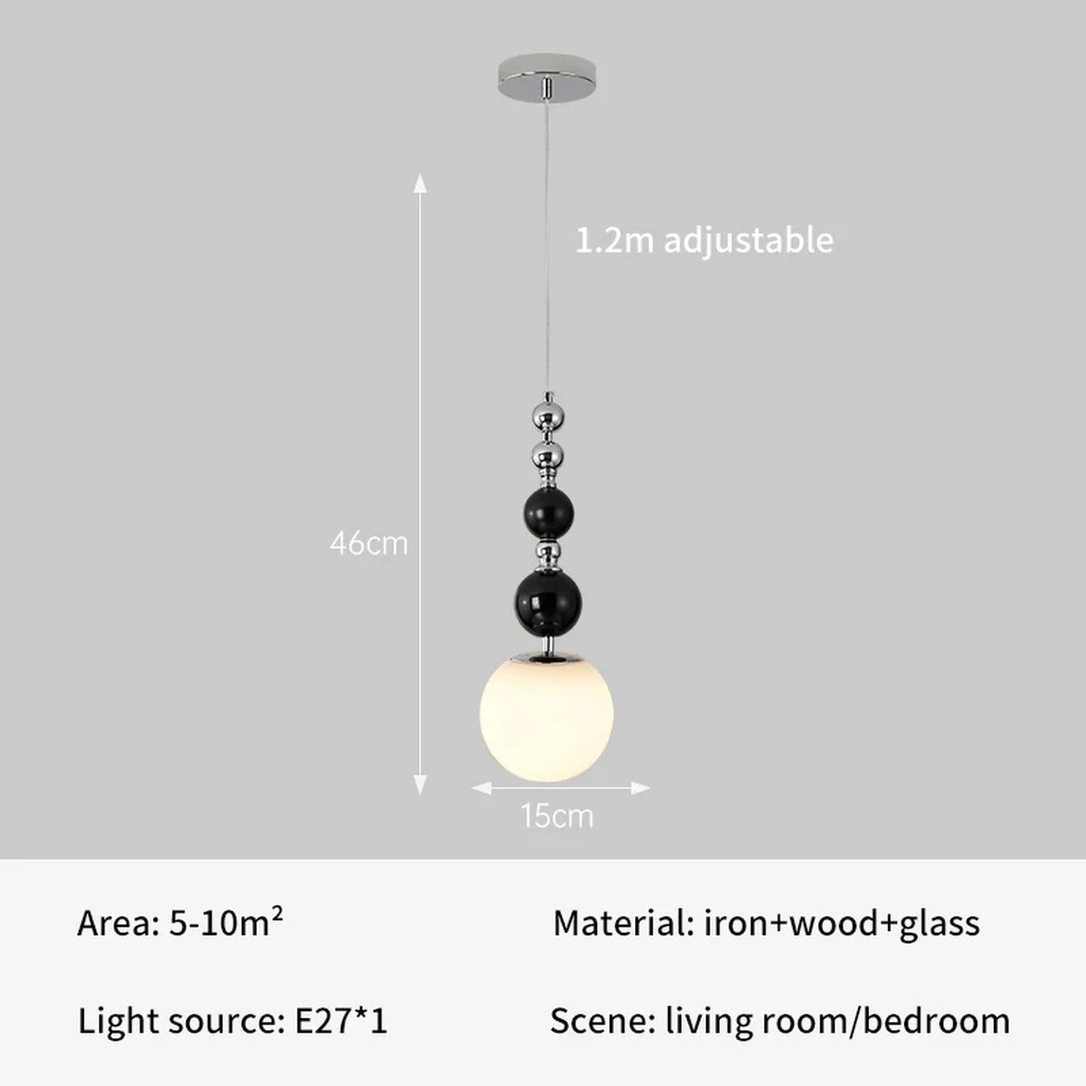 Beaded Chain Glass Globe Pendant Centralis — Milk White