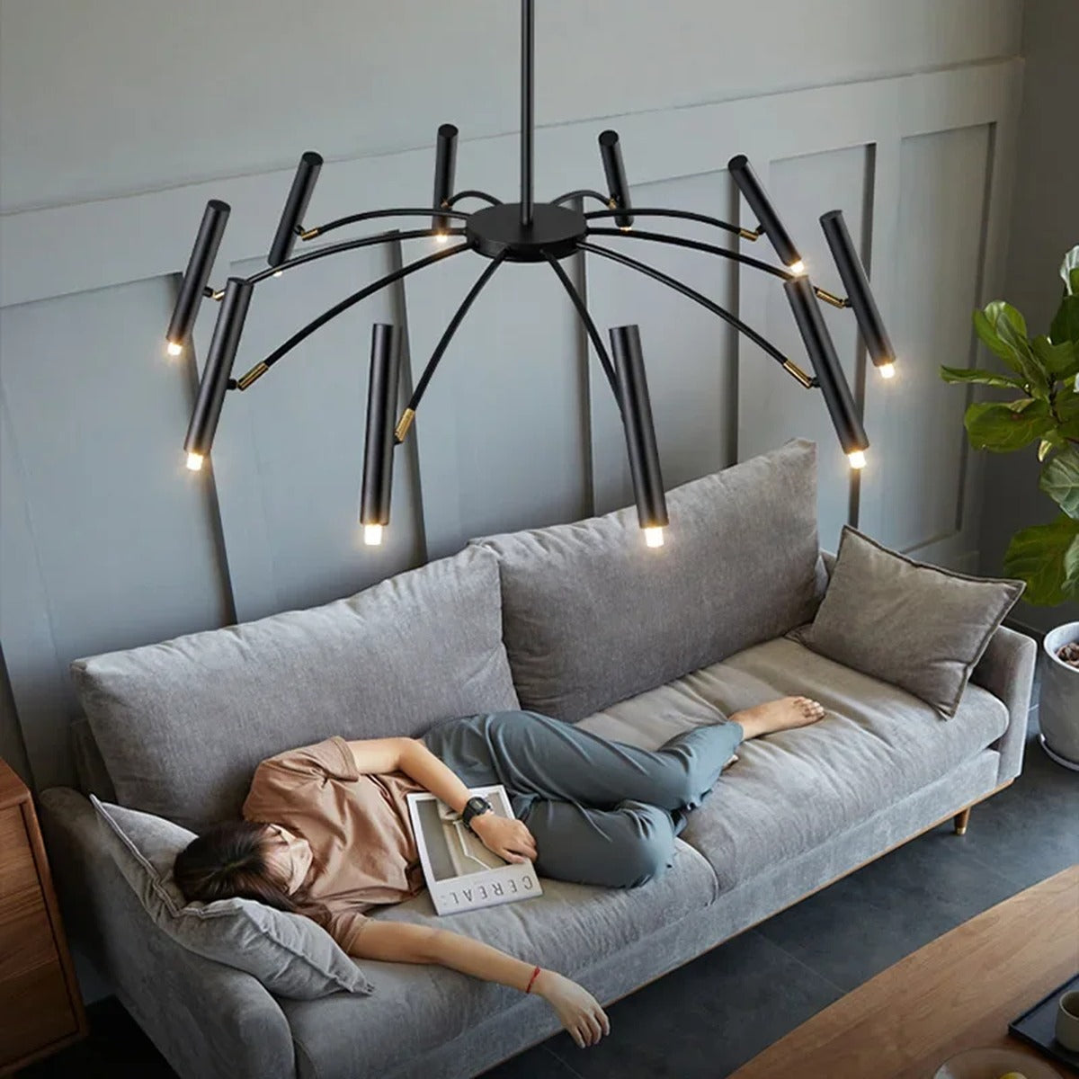 Nordic Gold Geometric Chandelier Larneth – Lifestyle View 4