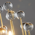 Detail of Morvena Clear Sphere Crystal glass orbs catching warm light