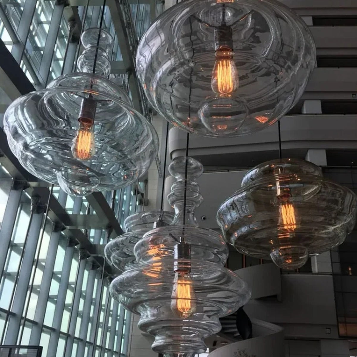 Hand-Blown Ribbed Glass Pendant Light - Valvix - Lifestyle Cluster