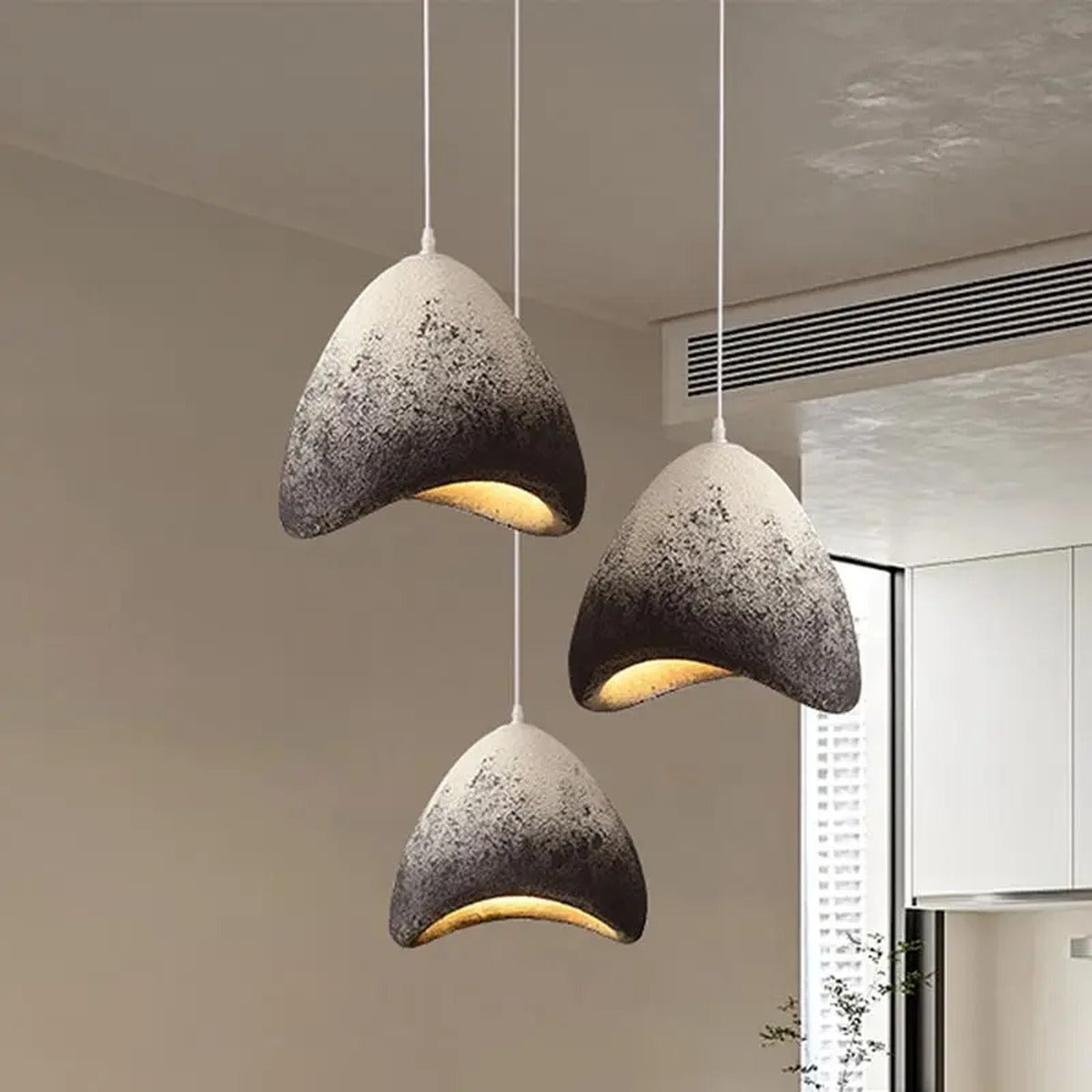 Organic Textured Resin Pendant Light Wabith — lifestyle, Black & White ombre
