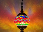 Handcrafted Turkish Mosaic Glass Pendant Light – Ulvoria in Rainbow