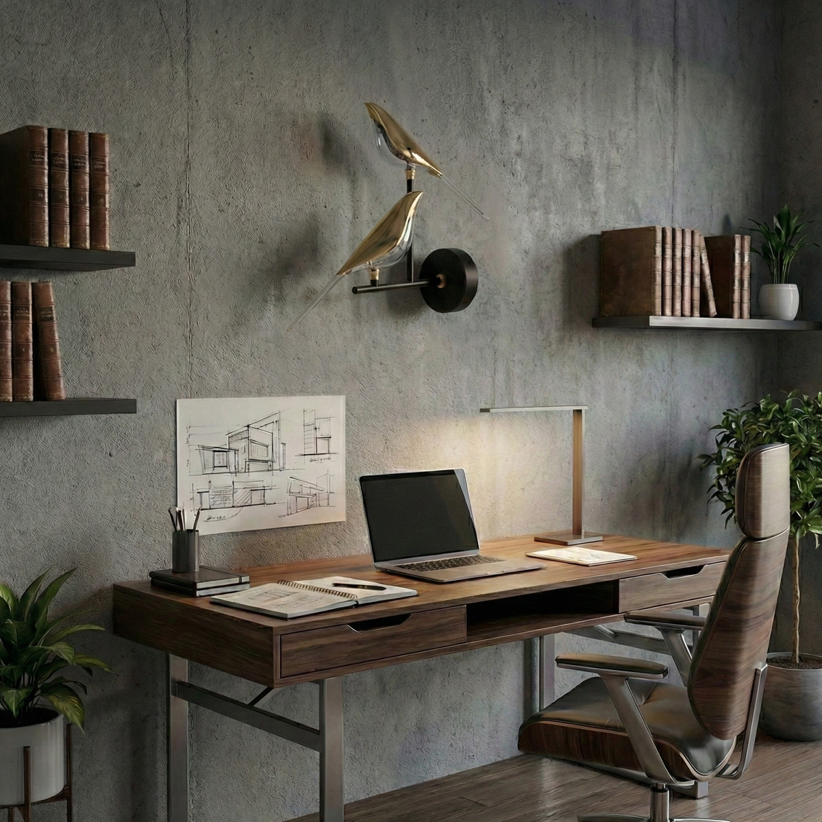 Polished Bird Sculptural Wall Sconce Asrioth – Lifestyle View 2