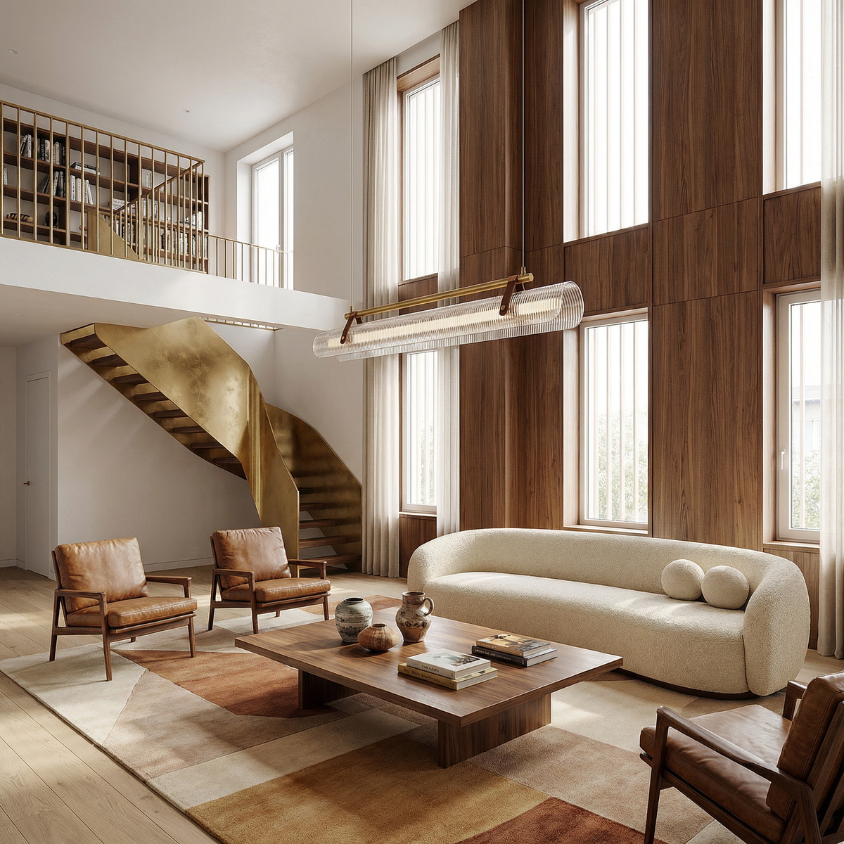 Brass Linear Multi-Point Pendant Light Iorixen – Lifestyle View 3