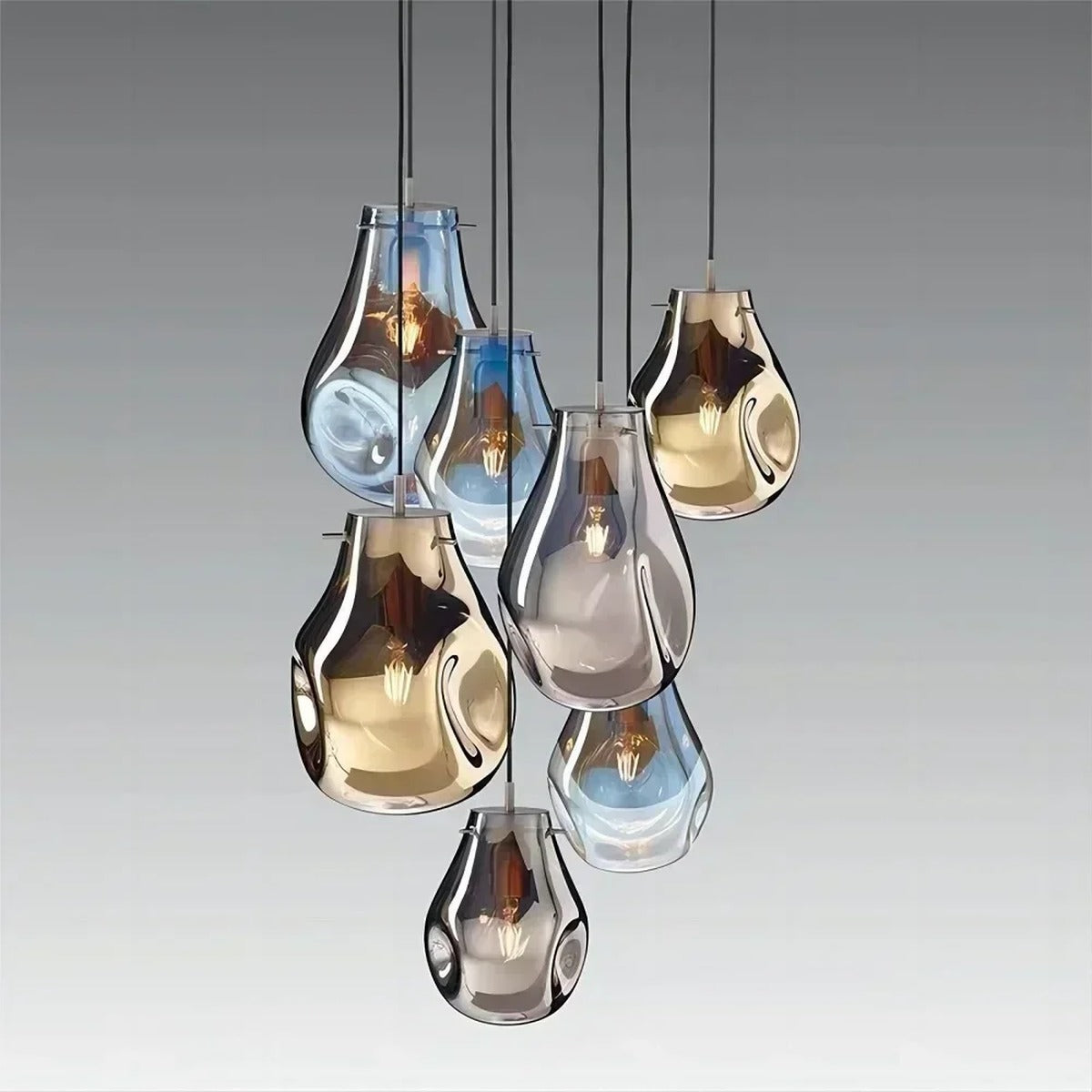 Varvenis Organic Glass Pendant Light – Cluster of Five Finishes