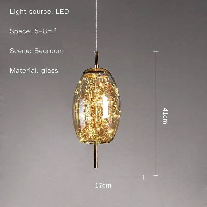 Astrelle Pendant – Amber Oval, Ø17 x H41cm
