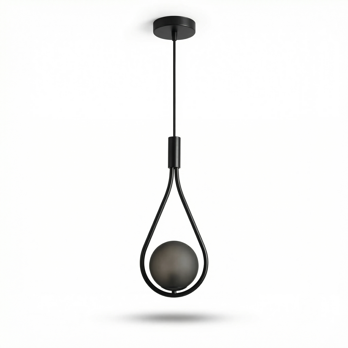 Modern Wire-Frame Glass Globe Pendant Light Veloran – Black, studio detail