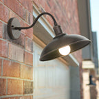 Antique Brass Gooseneck Barn Wall Light Faera - Lifestyle on Brick Wall