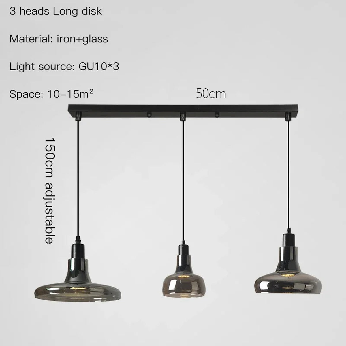 Torvalis 3-Head Cluster – Linear Bar, dimensions
