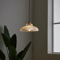 Ribbed Glass Dome Pendant Light Velmara – Lifestyle Over Dining Table