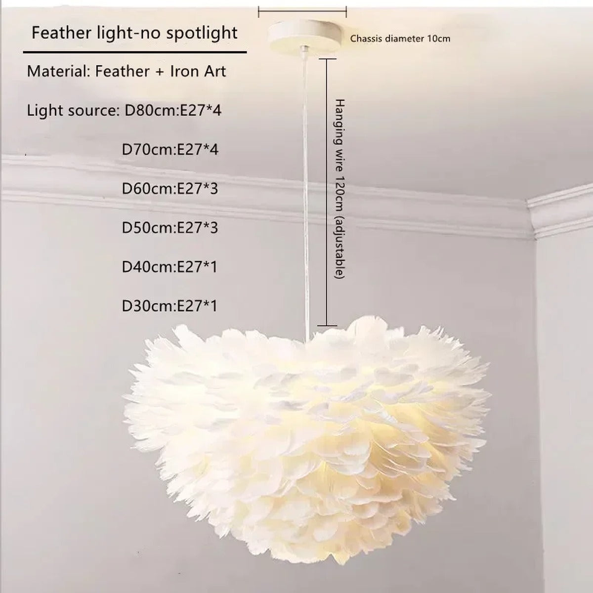 Ethereal Feather Glass Pendant Light Plumaris – Product Detail 7