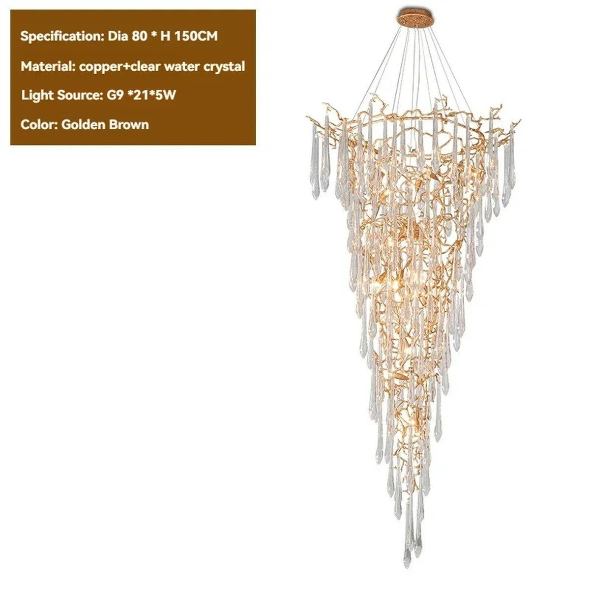 Crystal Icicle Cascade Chandelier – Larvex – Product Detail 9