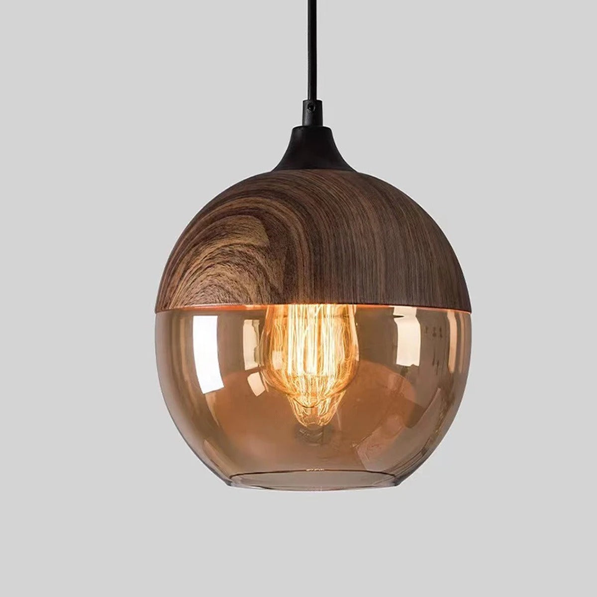 Nordic Wood & Glass Pendant Light – Qolux – Type D Globe