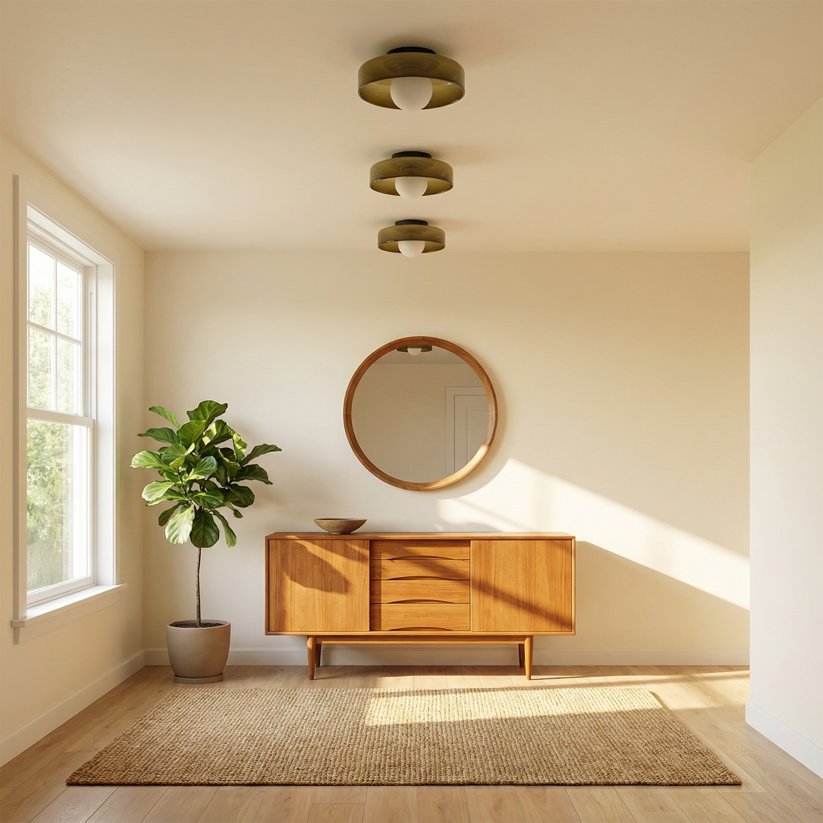 Green Mouth-Blown Glass Ceiling Light – Lumivox, Living Room Lifestyle