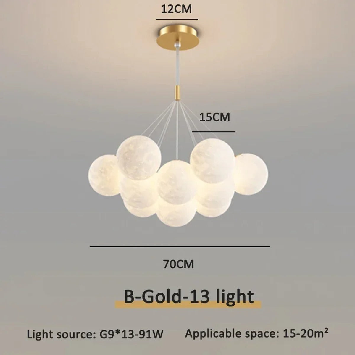 Modern Chandelier Praiva — B Gold 13 Heads 15cm