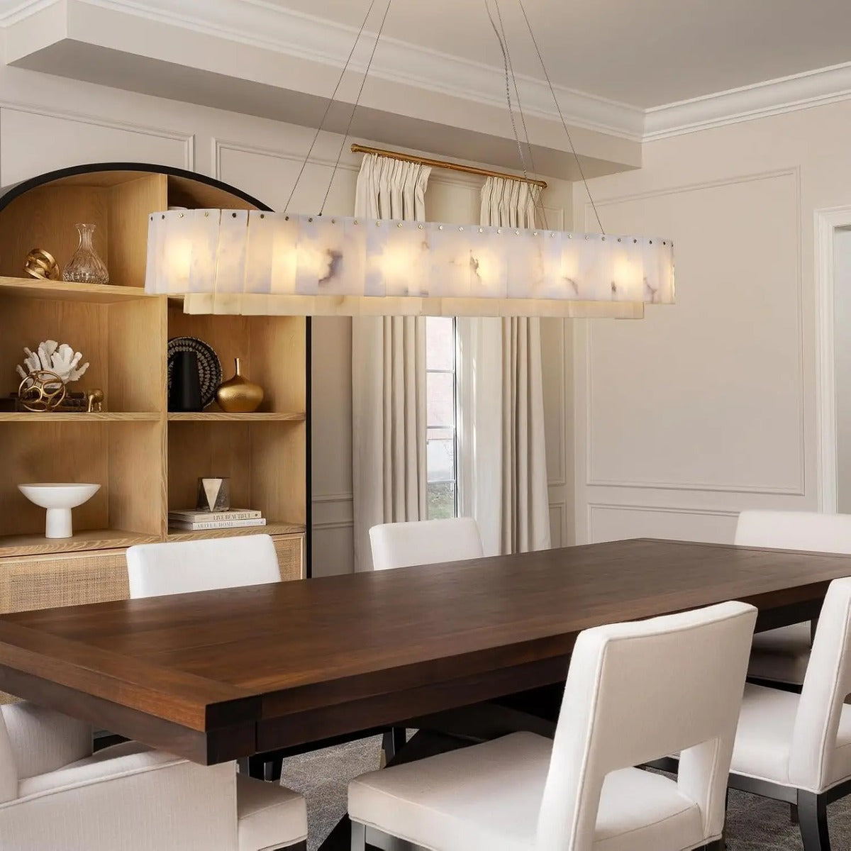 Hand-Cut Marble Panel Brass Ring Chandelier – Vestrax
